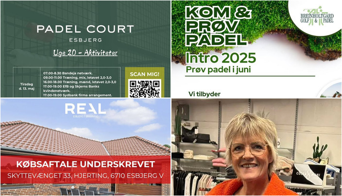 Nyt fra Breinholtgård Golf Klub, RealMæglerne Esbjerg og Bramming, Padel Court Esbjerg og 1 anden