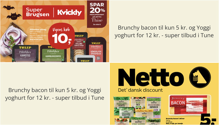 Brunchy bacon til kun 5 kr. og Yoggi yoghurt for 12 kr. - super tilbud i Tune