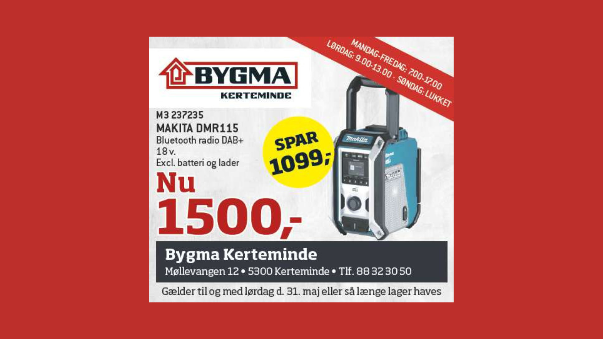 Eksklusivt tilbud: Spar stort på Makita Radio hos Bygma Kerteminde