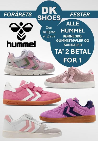 DK Shoes Brønderslev ApS tilbyder ta' 2 betal for 1 på Hummel børnesko i dag