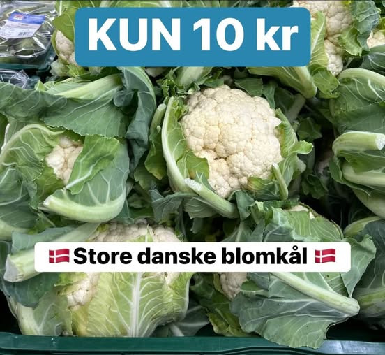 Rema 1000 Rosenkrantzgade i Thisted tilbyder danske blomkål til spotpris