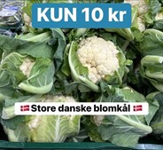 Rema 1000 Rosenkrantzgade i Thisted tilbyder danske blomkål til spotpris