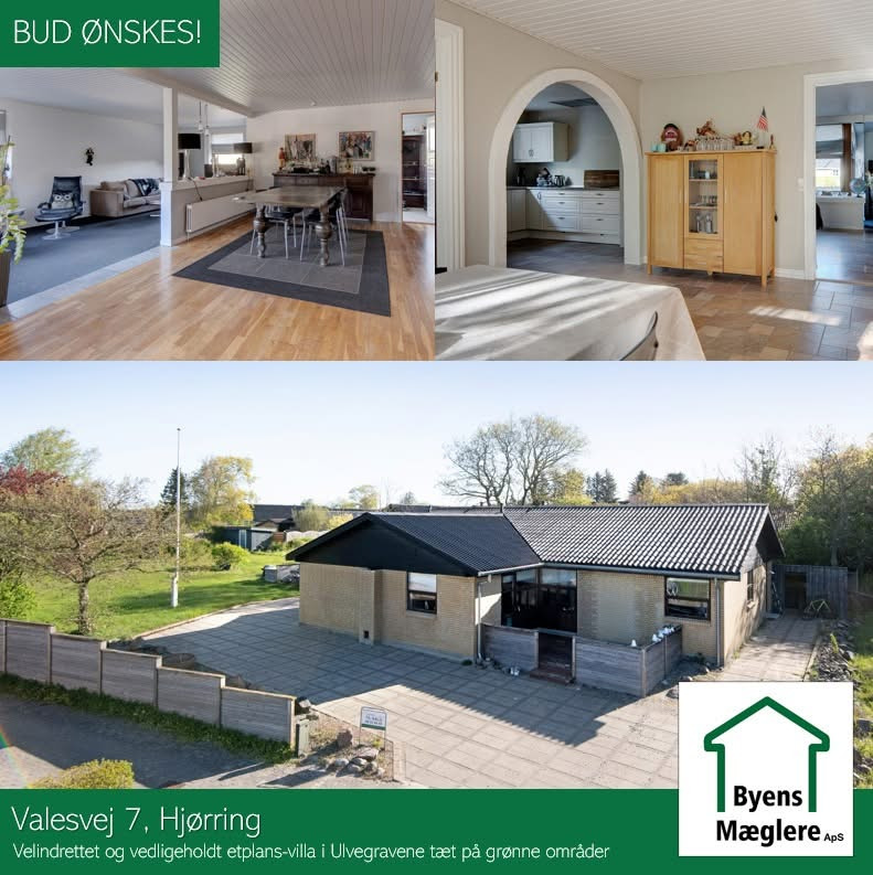 Byens Mæglere ApS søger bud på villa nær grønne områder i Hjørring