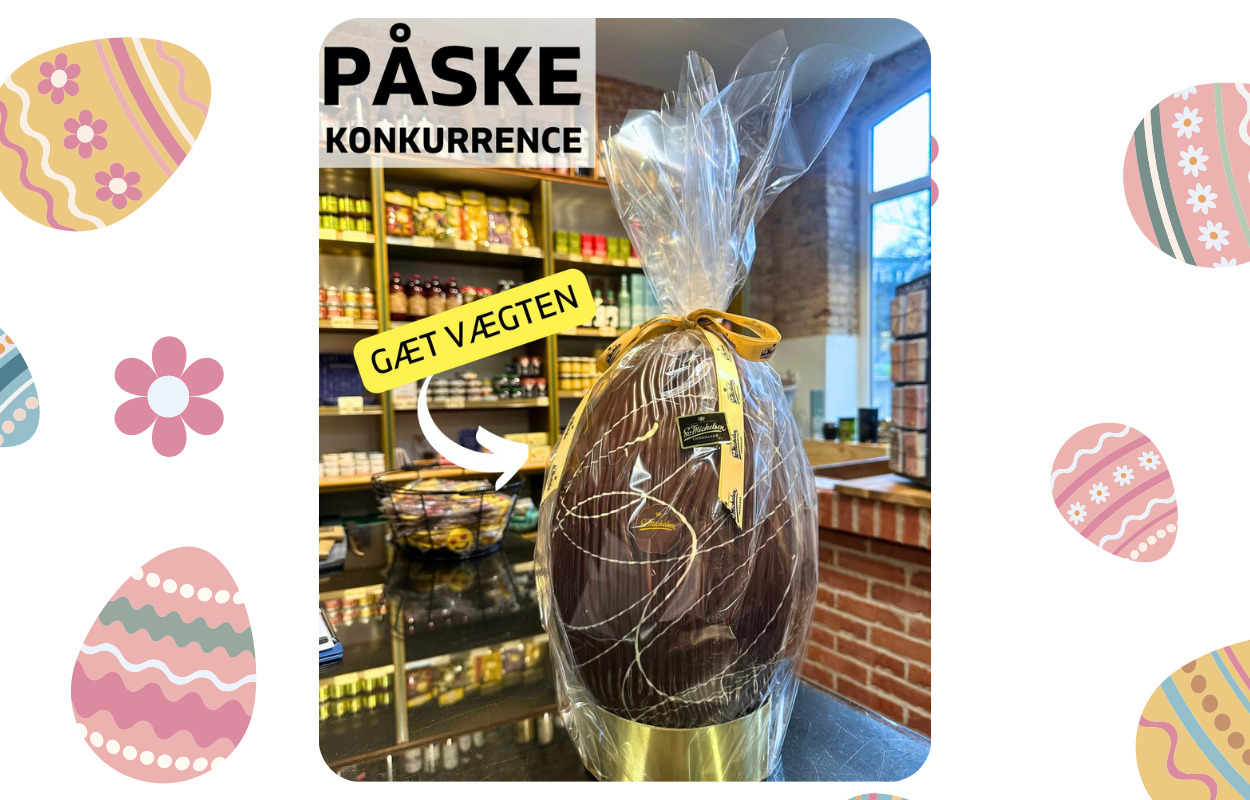 Påske-konkurrence hos Vinhuset Randers: Gæt vægten og vind et flot påskeæg fra Sv. Michelsen på Kirketorvet 4