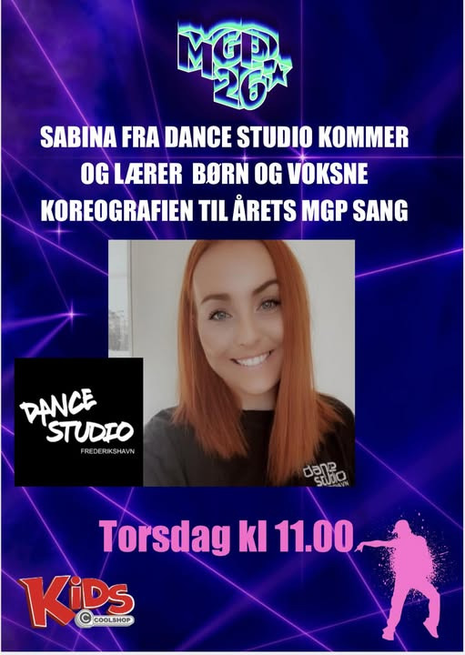 KiDS Coolshop inviterer til MGP fællesdans med Sabrina fra Dance studio Frederikshavn torsdag kl. 11.00