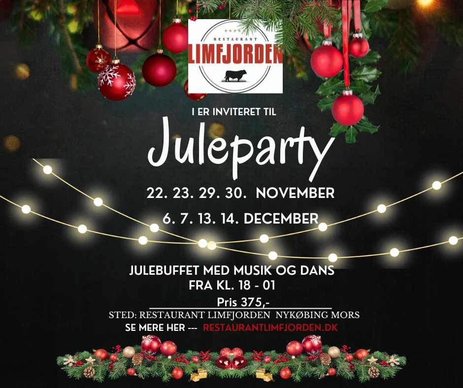Gør klar til årets julefrokost på Restaurant Limfjorden med traditionel buffet og festlig musik