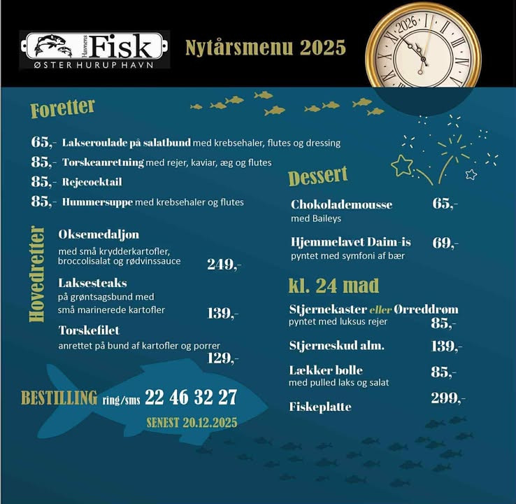 Havnens Fisk Øster Hurup præsenterer nytårsretter 2025 og mere til