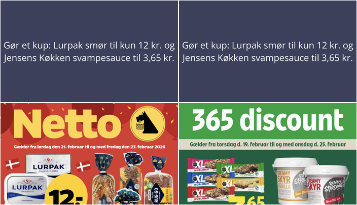 Gør et kup: Lurpak smør til kun 12 kr. og Jensens Køkken svampesauce til 3,65 kr.