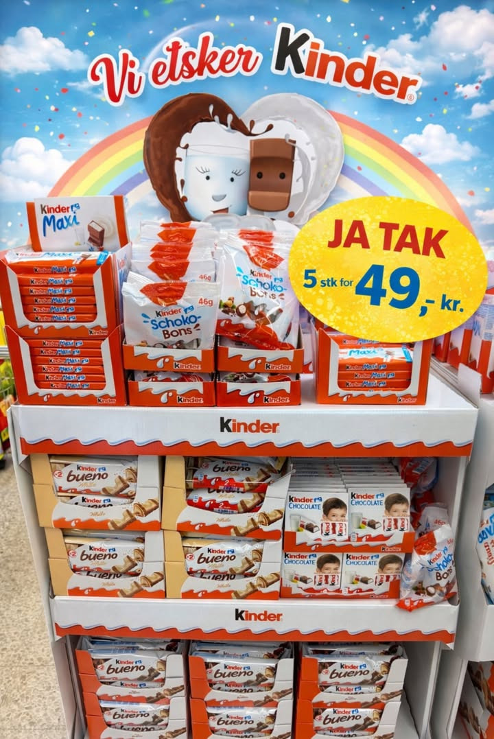 MENY Hobro sælger 5 valgfrie Kinder-chokolader for 49 kr.