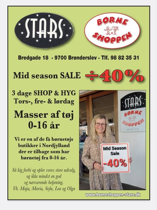 Børneshoppen Brønderslev annoncerer mid season sale med 40% rabat på sommervarer