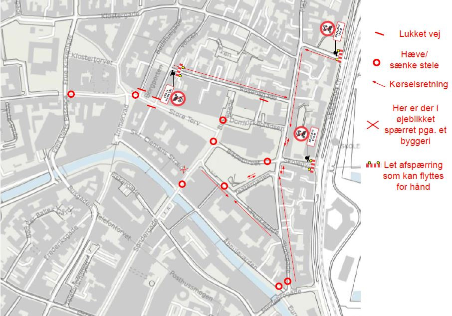 Vejafspærring og midlertidig tv-overvågning i Aarhus Midtby på nytårsaften og -nat
