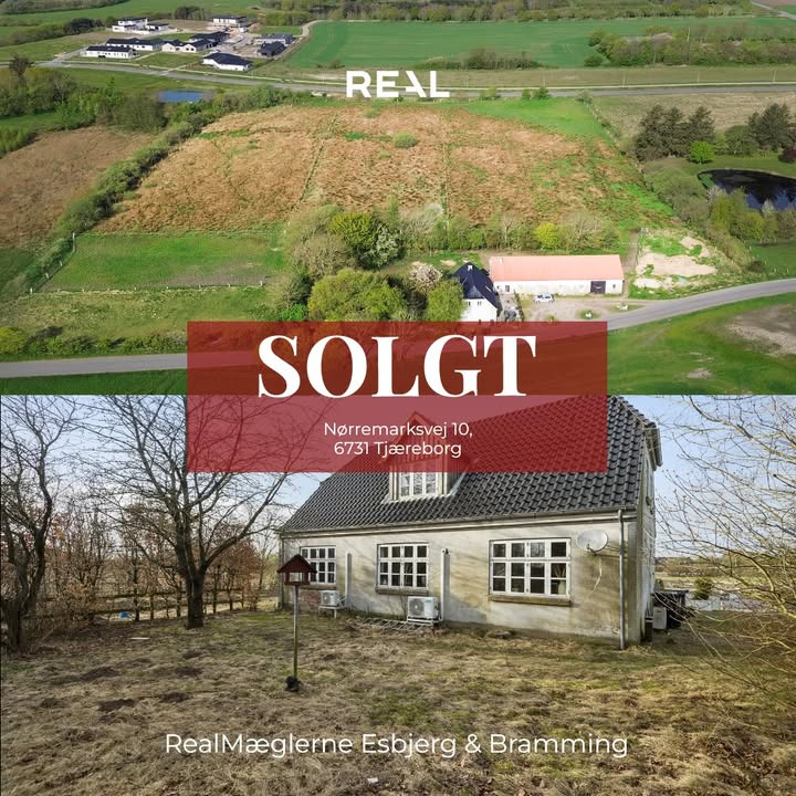 RealMæglerne Esbjerg og Bramming fejrer salg af ejendom på Nørremarksvej 10 i Tjæreborg