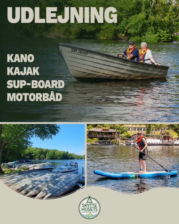 Skyttehusets Outdoor Camp opfordrer til at booke kano, kajak, SUP-board eller motorbåd