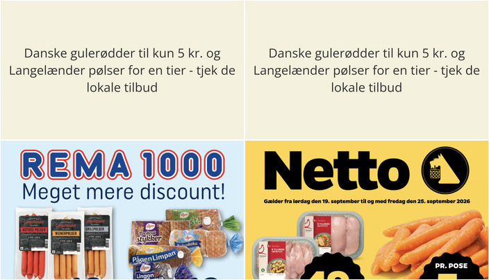 Danske gulerødder til kun 5 kr. og Langelænder pølser for en tier - tjek de lokale tilbud