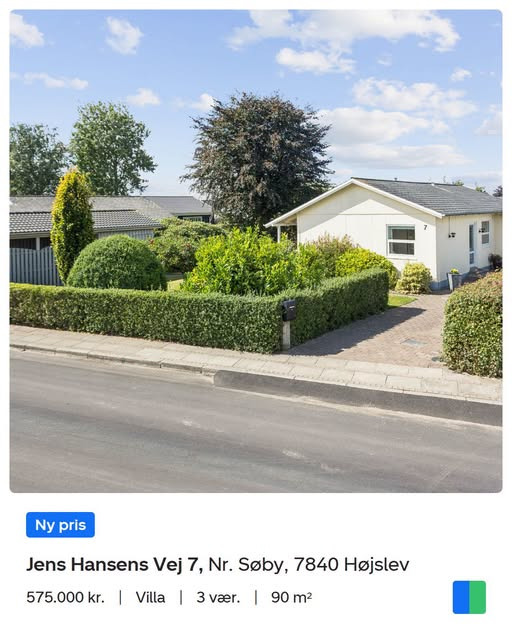 Nybolig Skive I/S sænker prisen på Jens Hansens Vej 7 i Højslev til 575.000 kr.