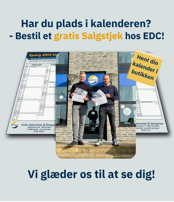 EDC Vejen tilbyder gratis kalendere til afhentning i butikken eller levering i uge 42
