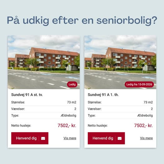 Bolig Horsens har to ledige ældreboliger på Sundvej 91 A