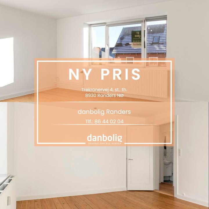 Danbolig Randers annoncerer prisjustering på lys 2-værelses lejlighed i Randers NØ