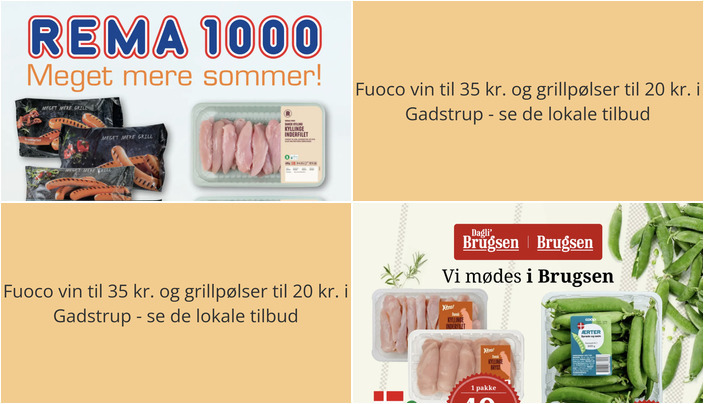 Fuoco vin til 35 kr. og grillpølser til 20 kr. i Gadstrup - se de lokale tilbud