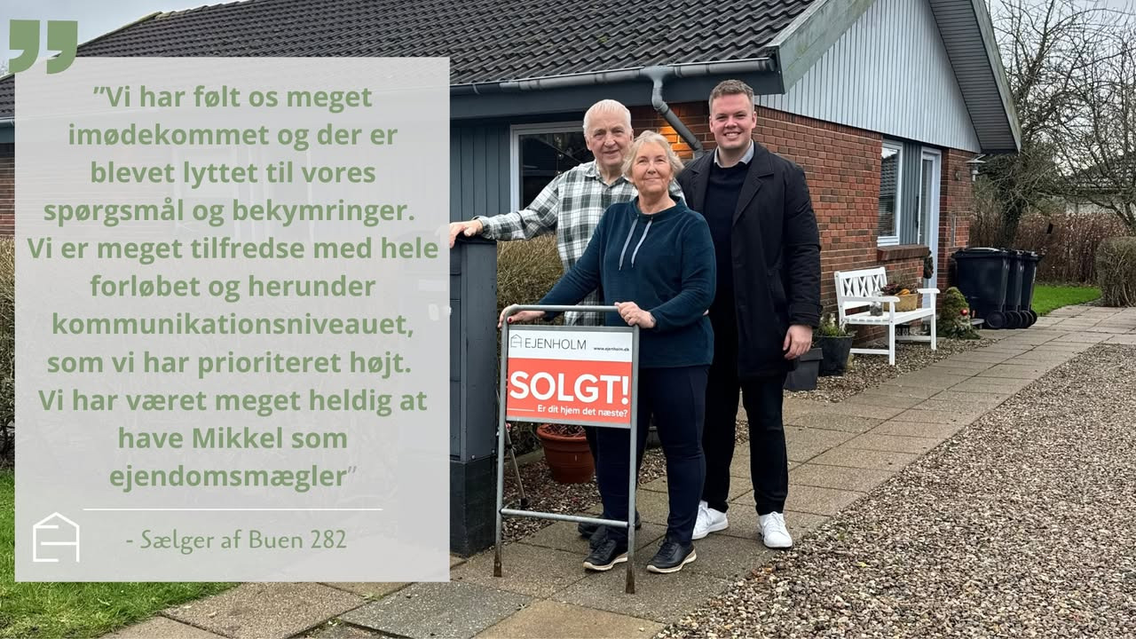 Ejenholm Bolig & Erhverv fejrer positiv kundeudtalelse