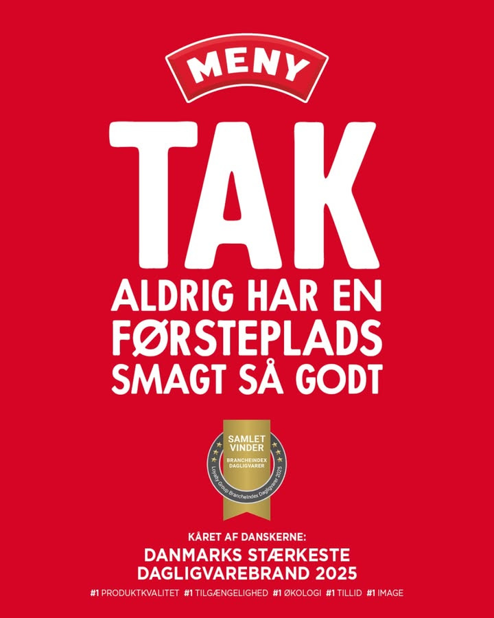 Meny Klarup kåret som Danmarks stærkeste dagligvarebrand 2025