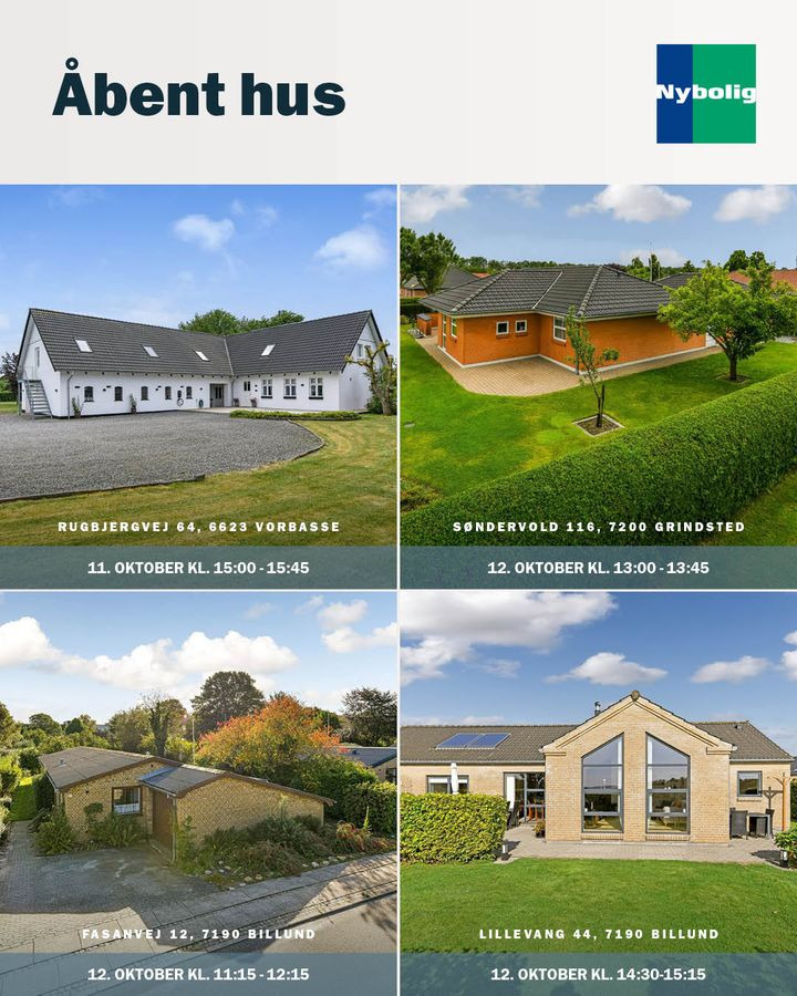 Åbent hus med Nybolig Grindsted: Find dit nye hjem i Billund og omegn.