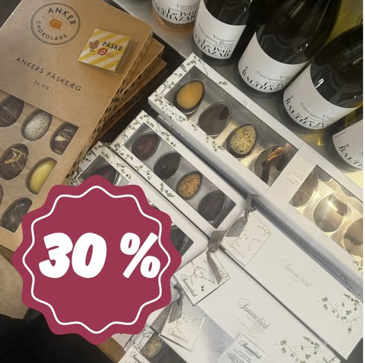 Kokkens Vinhus ApS tilbyder 30 % rabat på påskechokolade fra Summerbird og Anker Chokolade