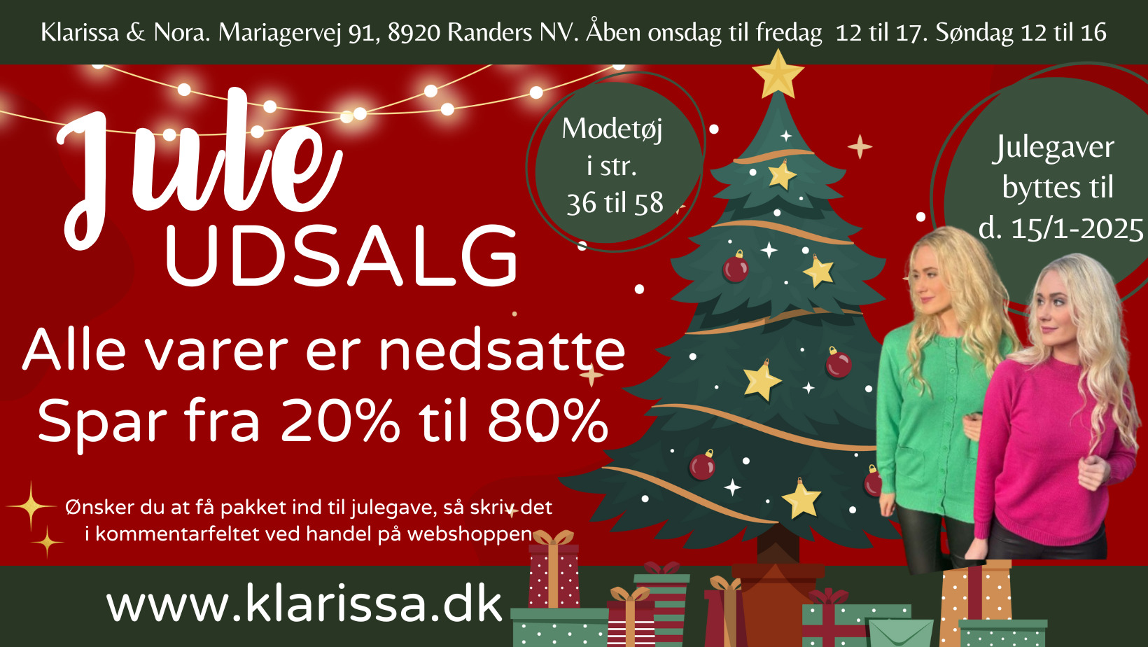 Få dine julegaver til januarpriser hos Klarissa & Nora