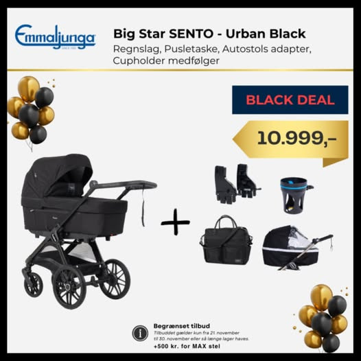 KiDS Coolshop præsenterer Black Deal: Spar på Emmaljunga SENTO-barnevognspakke