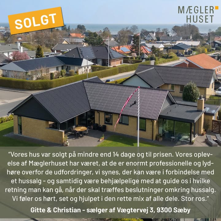 Mæglerhuset Sæby takker for varm anbefaling efter succesfuldt boligsalg