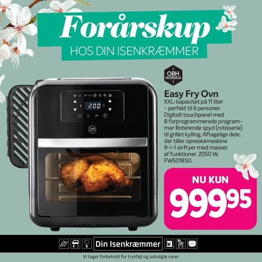 Fredericia Isenkram tilbyder OBH Easy Fry Ovn til kampagnepris i begrænset periode