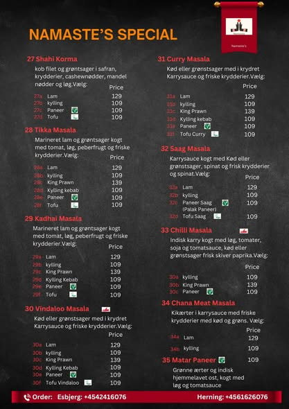 Namaste Herning lancerer nye takeaway-priser med autentisk indisk smag