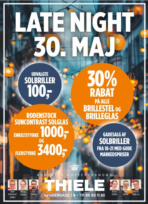 Thiele Optik Silkeborg annoncerer vilde tilbud til late night-event fredag
