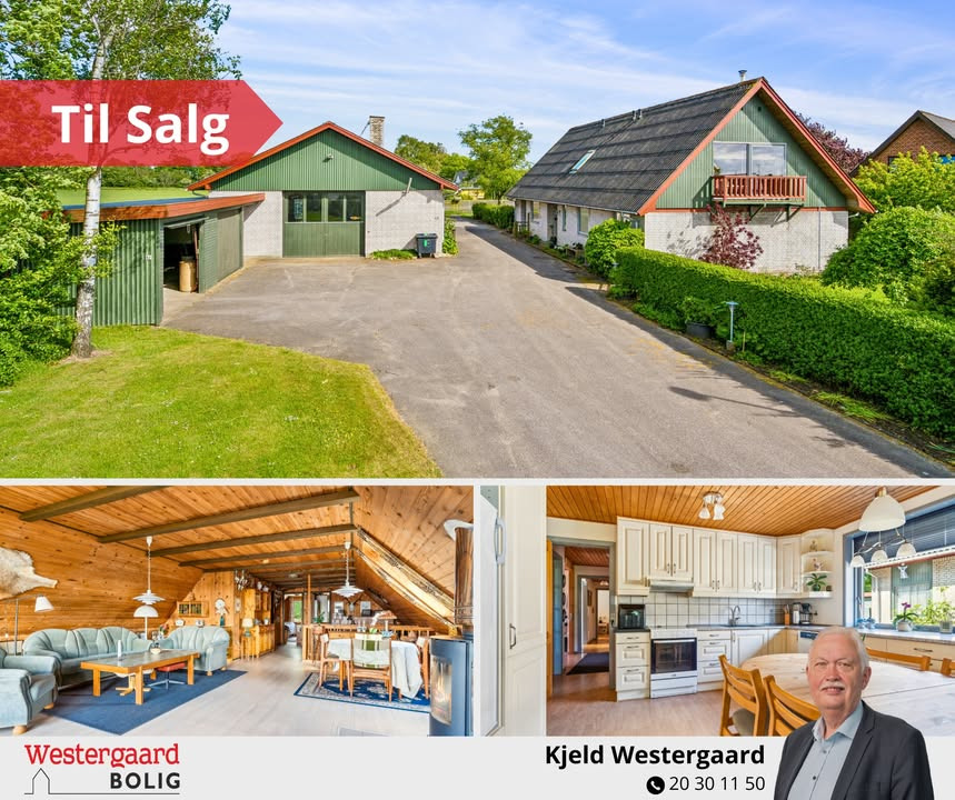 Westergaard Bolig tilbyder villa med stort værksted til salg i Tylstrup