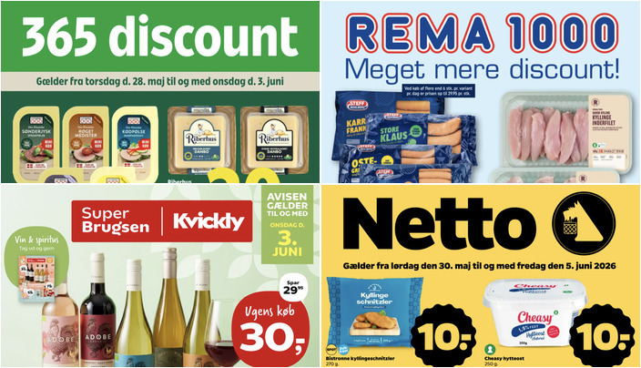 Riberhus skiveost til 20 kr. og Bistronne kyllingeschnitzler til 10 kr. - se de lokale tilbud