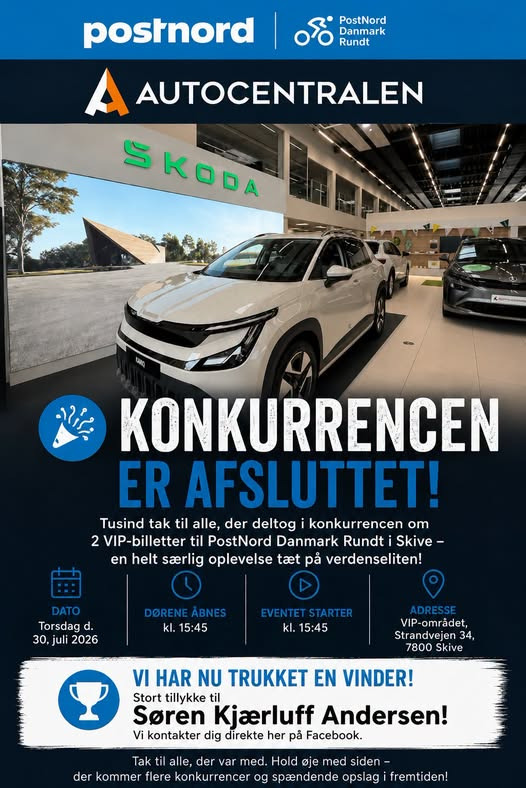 Autocentralen Viborg har trukket vinderen af VIP-billetter til PostNord Danmark Rundt