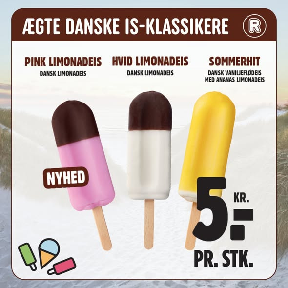 Rema 1000 Rosenkrantzgade foreslår danske is-klassikere til kurven på første sommerdag