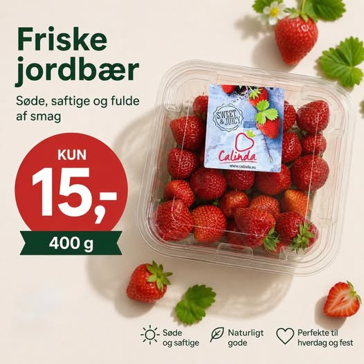 SPAR Skejby tilbyder friske jordbær til 15 kr. pr. bakke