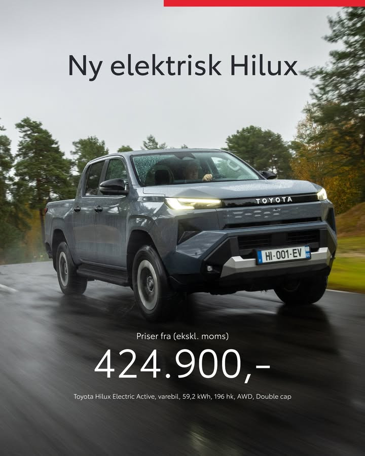 MTH Biler oplyser, at Hilux Electric starter fra 424.900 kr. ekskl. moms