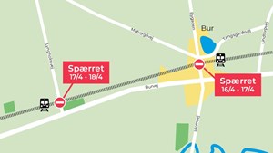 Spærringer ved jernbaneoverkørsler i Holstebro grundet banearbejde for batteritogomstilling