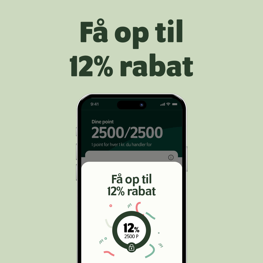 Nyhed fra min købmand, nim: optjen point og få op til 12% rabat med vores nye app
