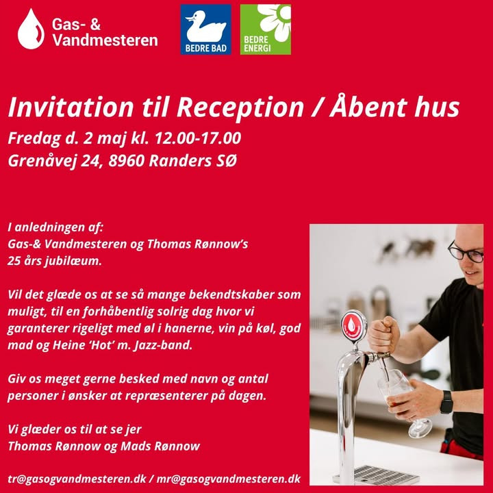 Gas & Vandmesteren fejrer 25 år med åbent hus og reception