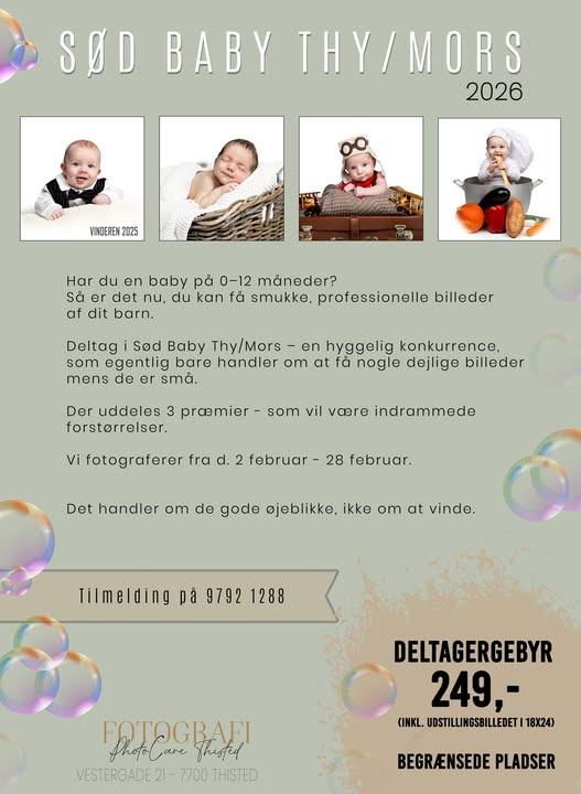 PhotoCare Thisted inviterer til Sød Baby Thy/Mors fotosession for de mindste