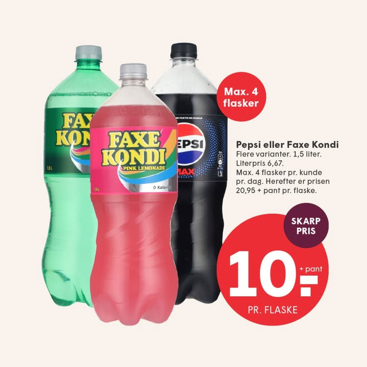 SPAR SKALLERUP A/S tilbyder Faxe Kondi og Pepsi Max til en skarp pris i denne uge