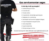 Hedensted VVS Service søger medarbejdere med erfaring inden for gasinstallationer