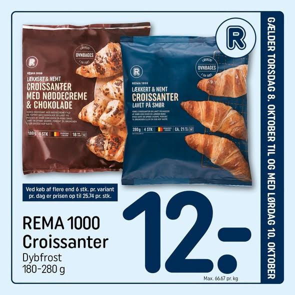REMA 1000 Slots Bjergby har croissanter til 12 kr. til weekenden