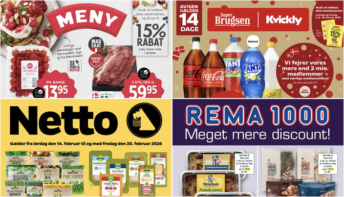 SuperBrugsen tilbyder Coca-Cola til 11 kr. og Meny byder på Kærgården smør til 15 kr.