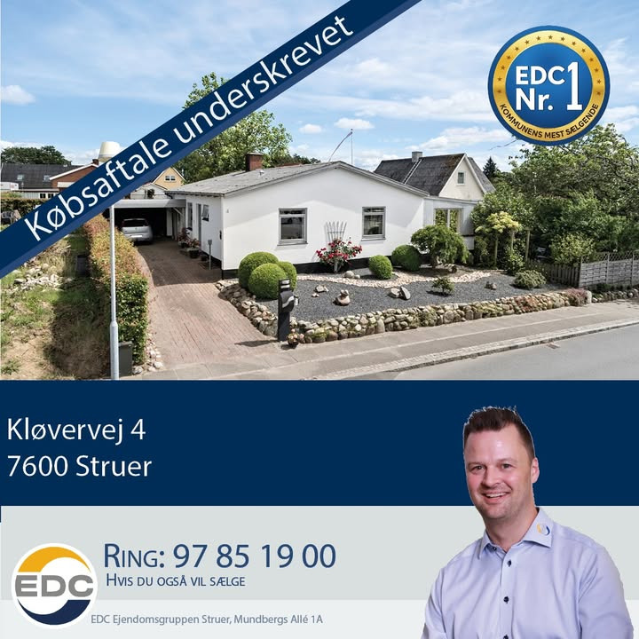 EDC Ejen­doms­grup­pen Struer fejrer endnu en underskrevet købsaftale på Kløvervej 4