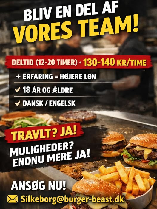 BurgerBeast Silkeborg søger nye deltidsmedarbejdere til travlt arbejdsmiljø