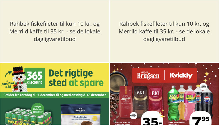 Rahbek fiskefileter til kun 10 kr. og Merrild kaffe til 35 kr. - se de lokale dagligvaretilbud